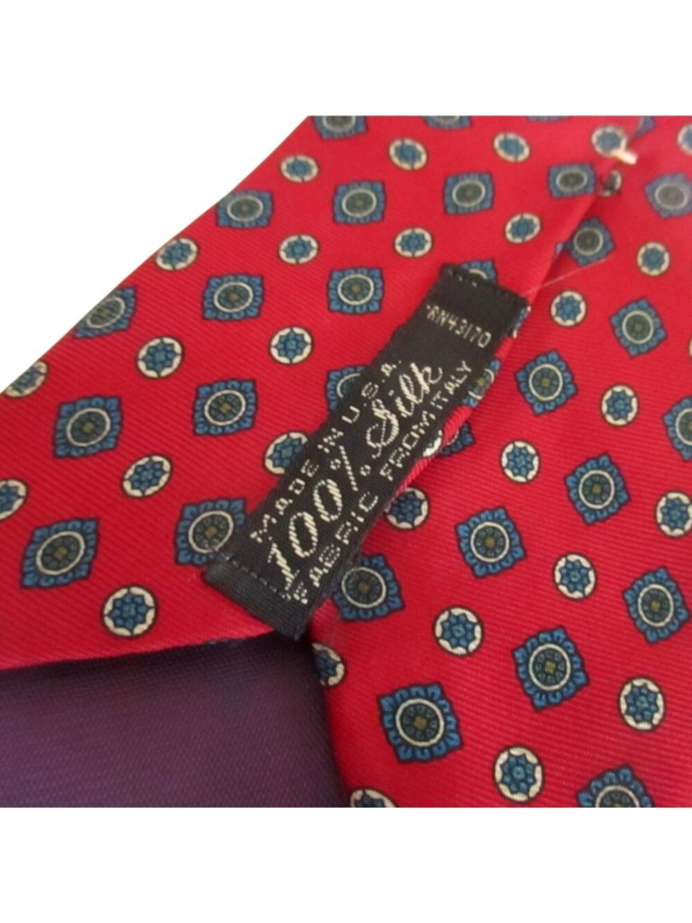 Kuppenheimer True Vintage Mens Silk Neck Tie 3.5” 56" Medallion Red